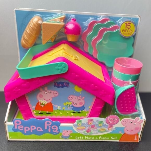 PEPPA PIG'S Let’s Have A Picnic Set 15 Pieces Basket Service For 4 Toy (#8835)